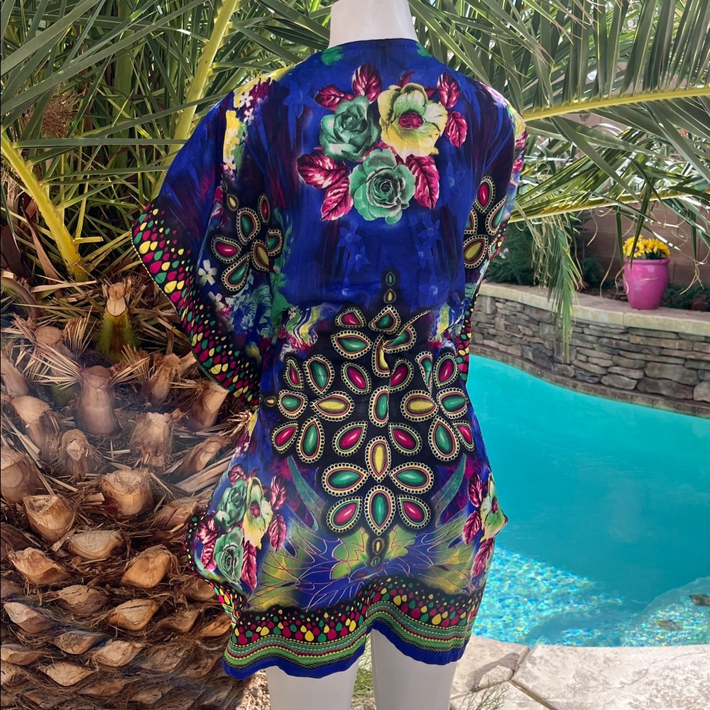 Vibrant Multicolor Kimono Cover-Up - Picture 4 of 5